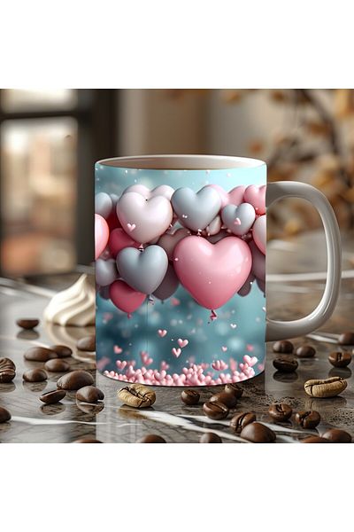 Evion Heart Printed 3D Design Ceramic Mug - Mug