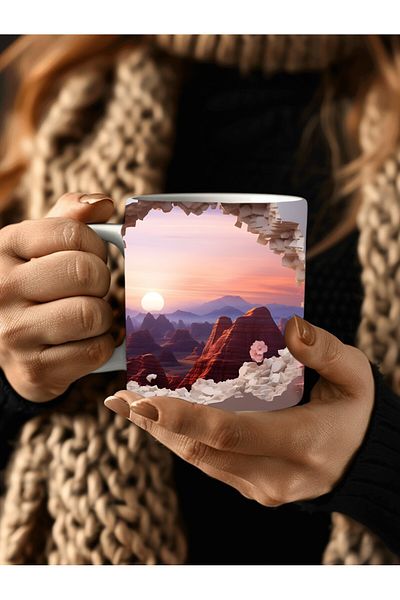 Evion Scenic Shaped Full Size 3D Design Ceramic Mug - Gift Mug
