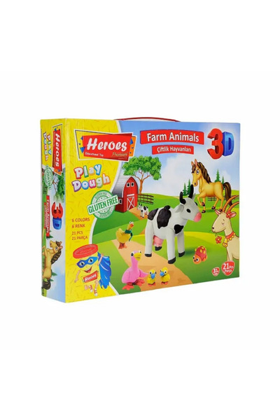 babyist 3D Farm Animals Seti Kutulu Oyun Hamuru Seti