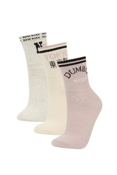 DeFacto Women's Comfortable Elastic 3-Piece Cotton Socks D0995Axns