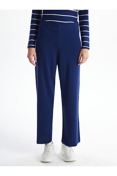 LC Waikiki Straight Wide Leg Women's Knitwear Trousers with Elastic Waist
