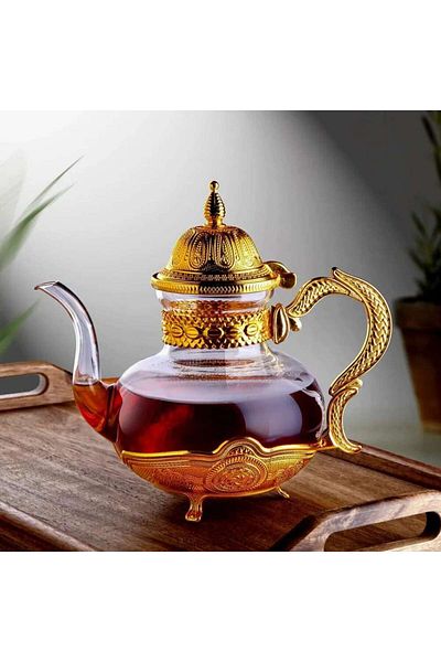İnova Home Decor Gold Color Ahsen Borosilicate Glass - Teapot