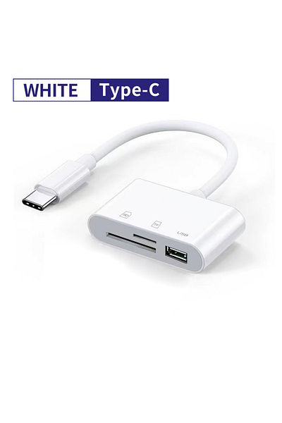 Choice محول USB من Type C إلى USB أبيض 3 في 1 من Type C إلى قارئ بطاقات الذاكرة Tf Sd محول USB لأجهزة P