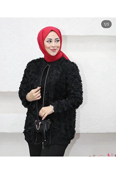 Aynaz Gül detaylı önden fermuarlı ceket