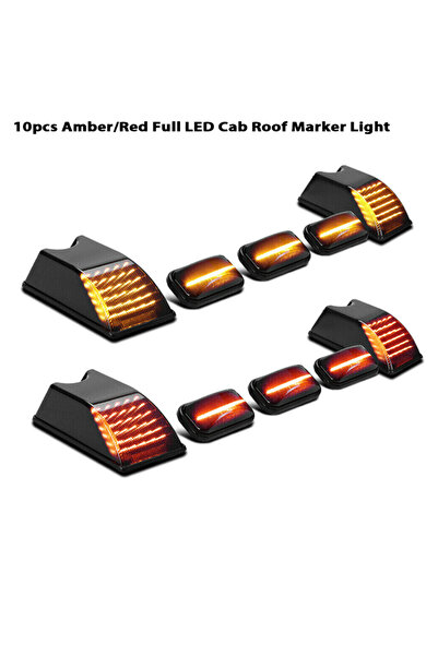 Choice3 مجموعة من 10 قطع من مصابيح تحديد سقف السيارة باللونين الأحمر والبرتقا...