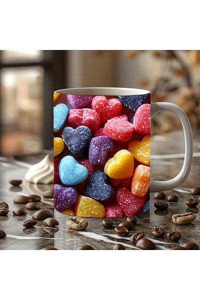 Evion Heart Printed 3D Design Ceramic Mug - Mug