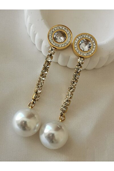 Store New Year's Stainless Steel Women's Earrings - with Stones and Dangle