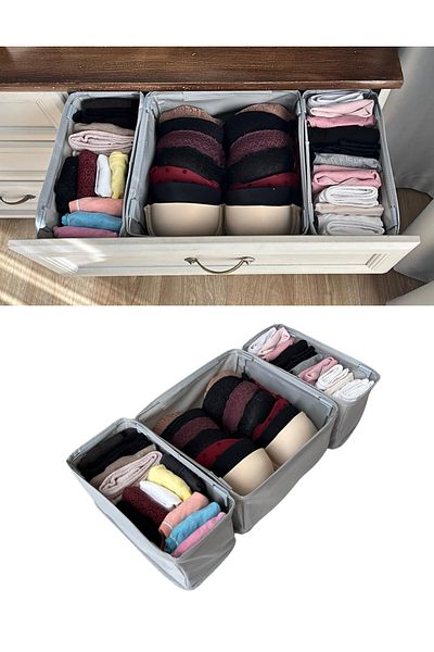 SER&YAT Set of 3 Foldable Wire Drawer Cabinet Organizer Drawer Organizer Storage Box