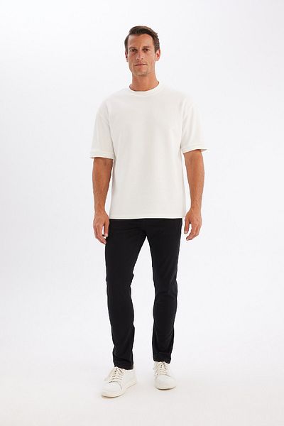 DeFacto Oversize Wide Fit Crew Neck Heavy Fabric Basic Solid Short Sleeve T-Shirt 3140925