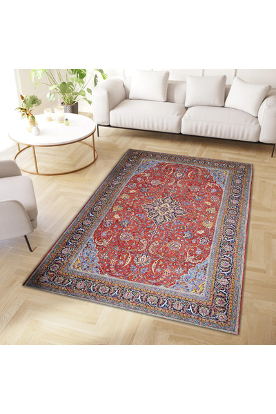 Rugs Modern Halı Συλλογή Asena Κόκκινο Μπλε Θέμα Μποέμ Στυλ Παραδοσιακό Σχέδι...