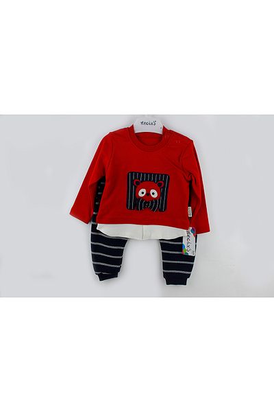 Necix's Line Embroidery Bear Sweater Double Set