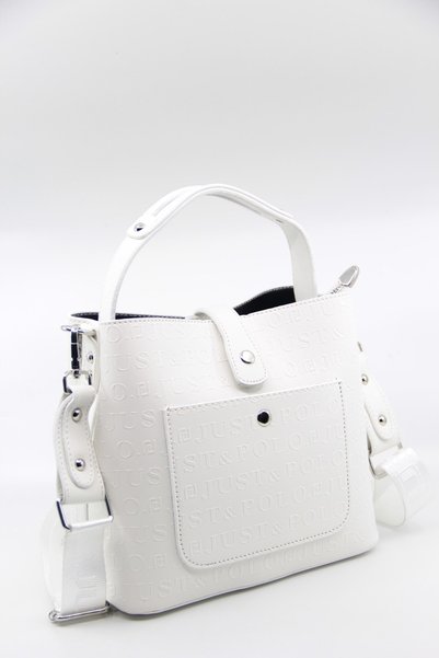 Just Polo حقيبة كتف نسائية بيضاء مطبوعة، 3 أقسام، للموسم الجديد، مقاس 22×20 سم - Pbu4002