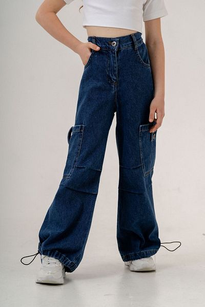 GİYİCEM Girls' Elastic Leg Cargo Pocket Jeans