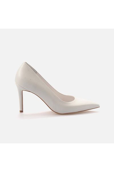 KEMAL TANCA Women's Patent Leather White Heeled Shoes