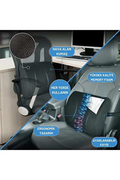 AutoFresh Orthopedic Car Auto Waist Support Cushion Pillow Back Cushion Office Chair Support