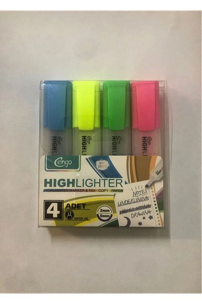 tüftürük Cengo Neon Color Highlighter Marker Pen Set of 4