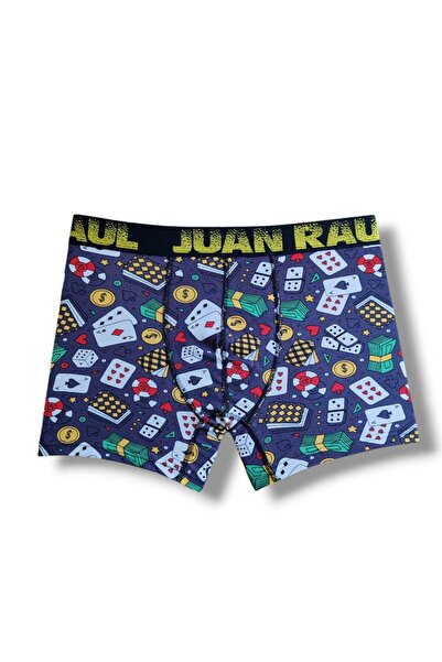 Juan Raul Christmas Patterned Comfort Flex Boxer Briefs - Bull Dice, Cotton Boxer