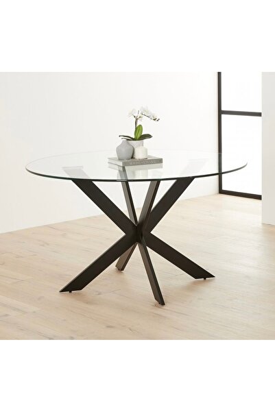 Home Zeniza metal ayaklı cam masa yemek masası