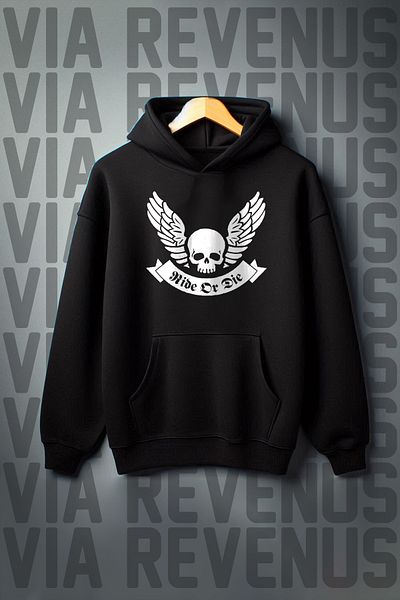 Vordevia Φούτερ Ride or Die - Biker Printed, 3 νήματα Raster, φαρδιά εφαρμογή με κουκούλα
