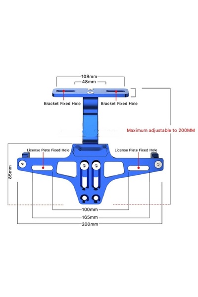 Genel Markalar Katlanabilir Arka Plakalık - Led Işıklı - Cnc Metal - Parlak Renkler - Mavi