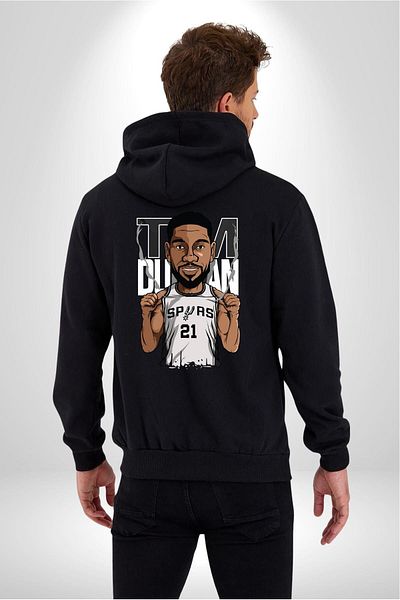 Angemiel Spurs 21 Tim Duncan - мъжки и дамски суичър с щампа с цип и качулка
