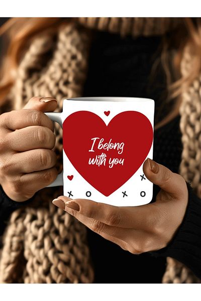 Evion Full Size 3D Design Ceramic Mug with Heart and Motto - Gift Mug