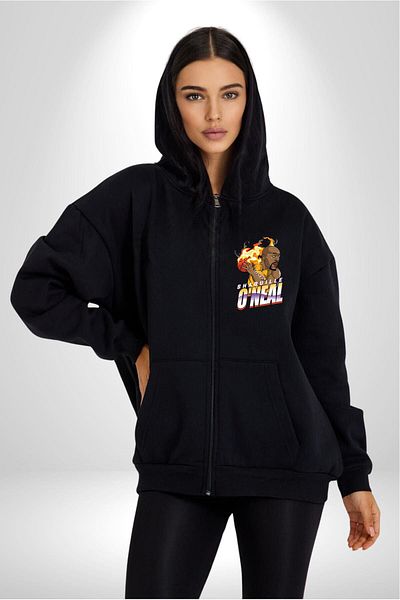 Angemiel Shaquille Oneal Star Basketball Cardigan - Women's and Men's Black Hooded Zipper Sweatshirt