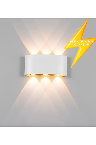 burenze Modern Dekoratif Iç ve Dış Mekan Çift Yönlü Ledli Aplik Beyaz Renk Gü...