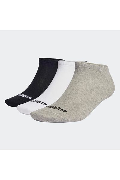 adidas جوارب خطية رفيعة بدون كاحل - 3 أزواج