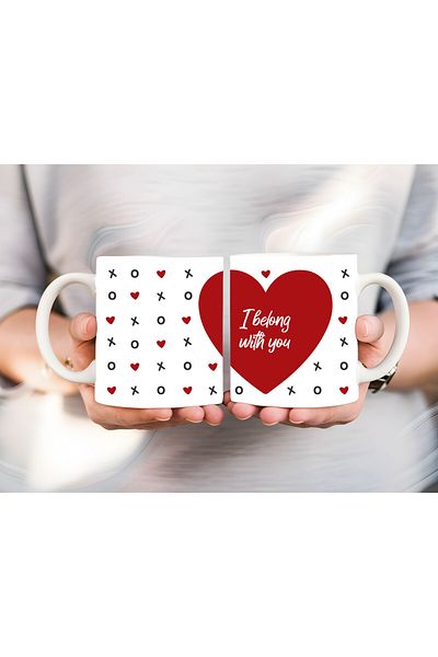 Evion Full Size 3D Design Ceramic Mug with Heart and Motto - Gift Mug