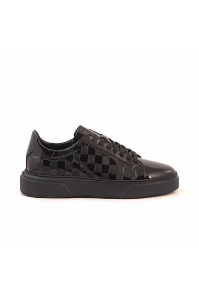 KEMAL TANCA Men's Patent Leather Eva Sole Black Casual Shoes