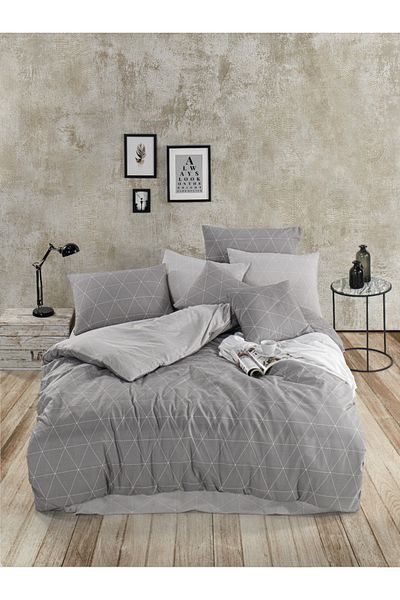Uğur Home Ev Tekstili Σετ Παπλωματοθήκη 200x220cm Double Ranforce - Dream Grey
