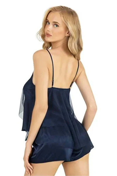 Aria's Closet Navy Blue Satin Shorts Set
