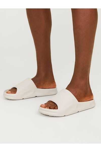 Jack & Jones Cremefarbene Hausschuhe für Herren mit bequemer Sohle und stilvollem Markenlogo, geeignet für den täglichen Gebrauch und den Strand12251282