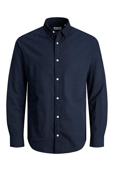 Jack & Jones JJELINEN BLEND SHIRT LS SN Navy