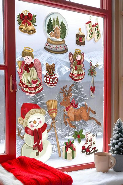 Postifull Christmas Wall Sticker, Christmas Ornament, Christmas Decor, Adhesive Wall Sticker, Christmas Decoration