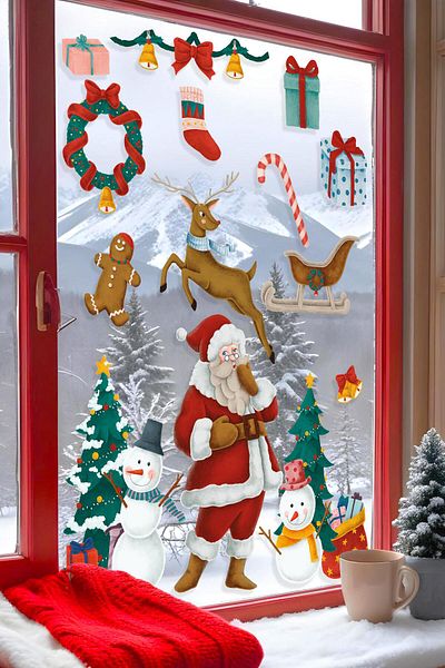 Postifull Christmas Wall Sticker, Christmas Ornament, Christmas Decor, Adhesive Wall Sticker, Christmas Decoration