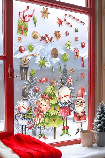 Postifull Christmas Wall Sticker, Christmas Ornament, Christmas Decor, Adhesive Wall Sticker, Christmas Decoration