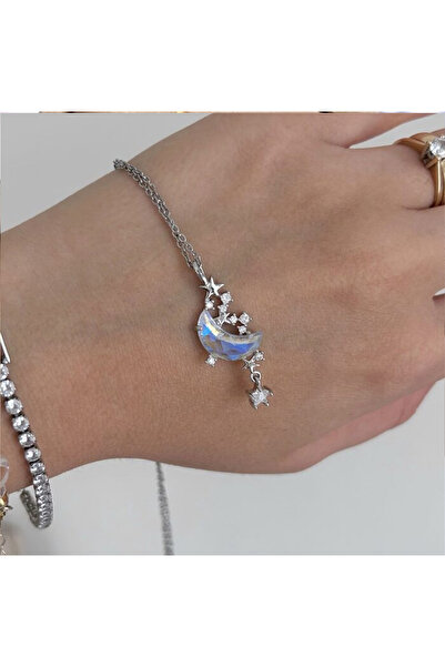 Happy Vibes قلادة نسائية من الفولاذ المقاوم للصدأ بحجر الزركون والزجاج الشفاف...