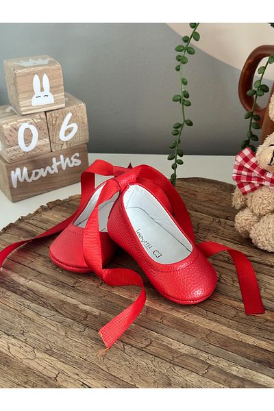 Li Puna Red Genuine Leather Baby Loafers - Babet