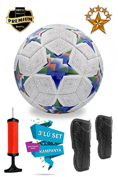 ALASTOR Orijinal Futbol Topu Pompa Ve Tekmelikli 3'lü Set Sert Zemin Halı Çim...