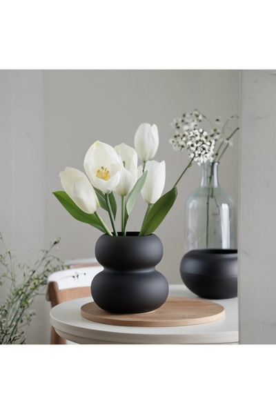 Lui Tasarım Sade İskandinav Tarzı Tasarım Vazo Mat Siyah