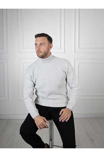 Sarar Interviu împachetări complet cu gâtul țesut model tricotat gri Pulover