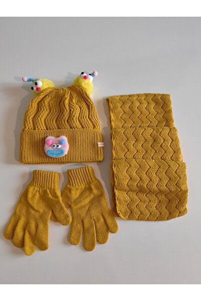 Kitti Kit Girl's Scarf Beather Gloves 3-Piece Set 24170-04-027 4-8 Years Old