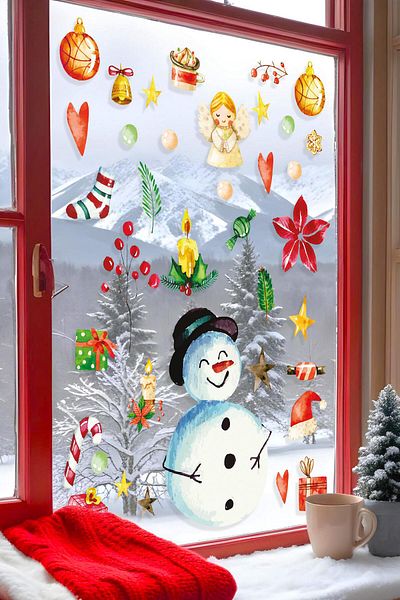 Postifull Christmas Wall Sticker, Christmas Ornament, Christmas Decor, Adhesive Wall Sticker, Christmas Decoration