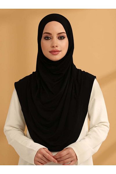 Tuva Şal Black Ribbed Jersey Turban - Tuva Ready
