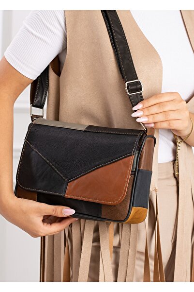 Erzeno Geantă de umăr și messenger pentru femei de mărime medie din piele nat...