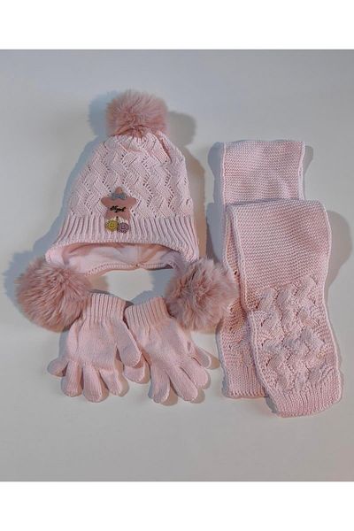 Kitti 1-4 Years Old Girl's Scarf Beanie Gloves Set of 3 - 24160-02-060