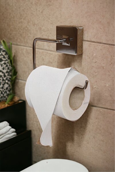 Milenay حامل مناديل مرحاض خارجي لاصق من الكروم بدون غراء مع حامل مناديل مرحاض