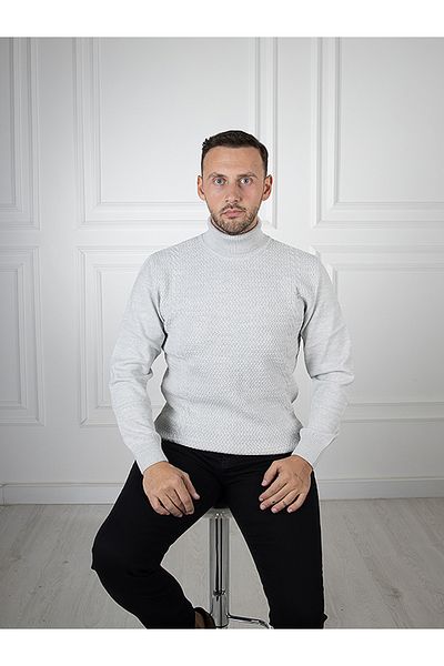 Sarar Interviu împachetări complet cu gâtul țesut model tricotat gri Pulover